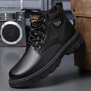 Men’s Casual Lace-Up High-Top Work Boots – Comfortable Outdoor Combat Style Shoes Safety Square Toe Steel Toe Caps