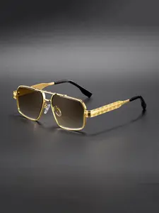 Classic Unisex UV Protection Sunglasses, Elegant Carved Polygon Mirror, Casual Fashion Accessory for Driving, Music Festivals, Beaches