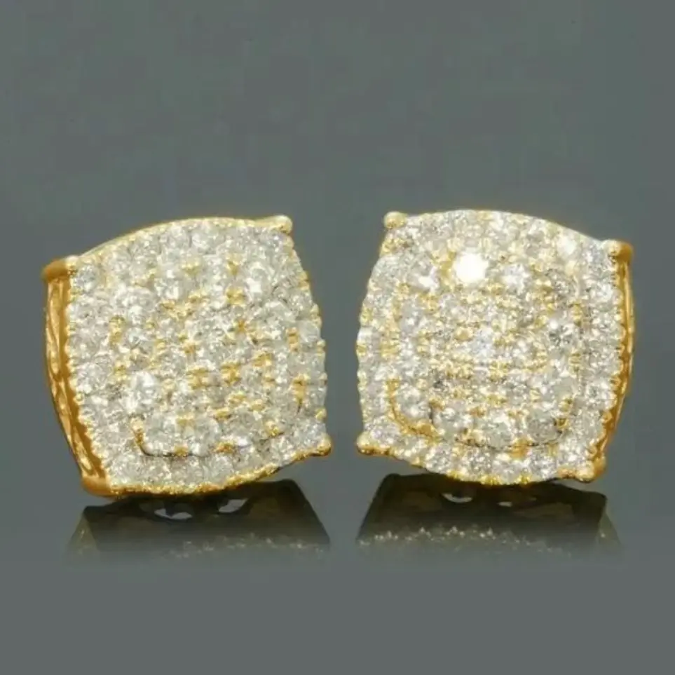 【2026 TREND ALERT】Hip Hop Oversized 12mm Full Pavé Stud Earrings | Micro Pave AAA Zircon | Luxury Geometric Square | Unisex Jewelry for Men & Women