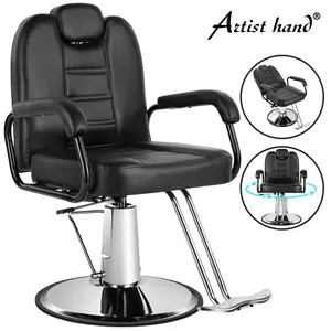 Reclining Barber Chair, All Purpose Hydraulic Salon Beauty Spa Chair, 360° Swivel, Black