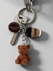 Fashion Mini Cartoon Bear Keychain, Unisex Valentine's Day Gift, Daily Use Bag Accessory, Real Color Teddy Charm, Cute Keychain, Teddy Keys
