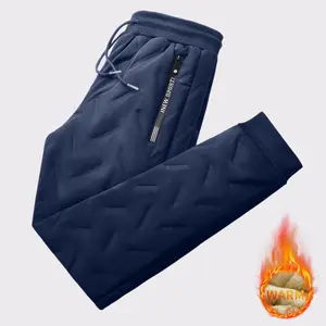 Men's Autumn and Winter Fleece-Lined Thick Warm Solid Color Casual Sports Pants, A Must-Have for Fall and Winter Men's Casual Pants Men's Fashion Trendy Ultra-Light Breathable extreme cold weather