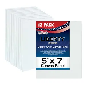 5 X 7 Inch Professional Art Canvas Board Panels 12 Pack - 8 Ounce Heavyweight Cotton Acid Free Canvases for Painting Acrylics and Watercolor (1 Case of 12 Single Canvas Painting Panels)