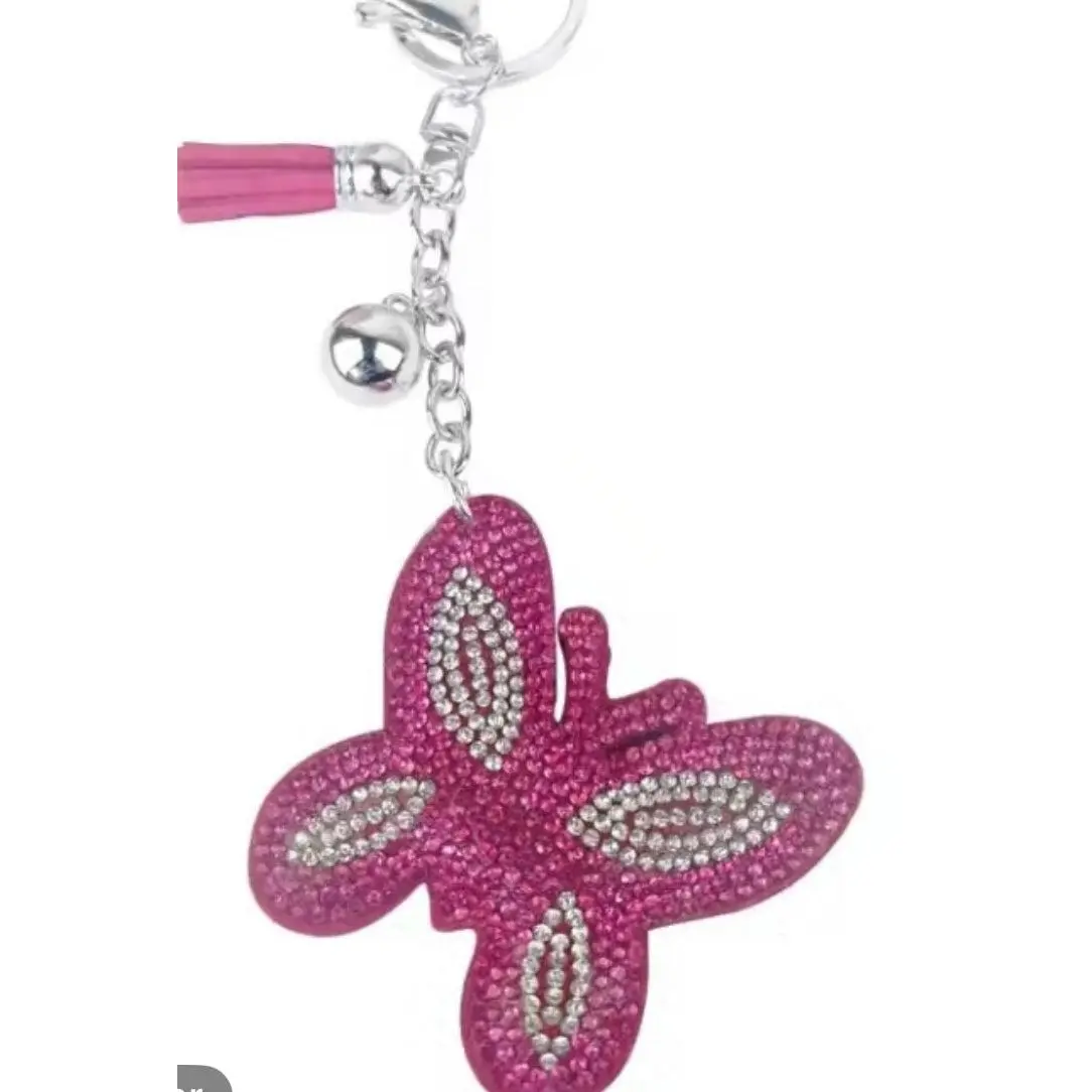 Pink/ Silver Mini Butterfly, Silver Hardware