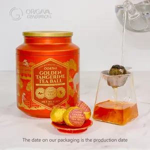Golden Tangerine Puer Tea Ball 250g 20-25pcs,1 Tea Ball Can Make 400oz Tea Limited Edition First Pick Xinhui Tangerine With High Quality Pure Produced Only Once Every 4 Year