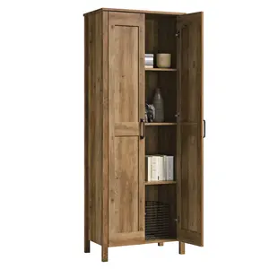Sauder 2-Door Storage Cabinet Rural Pine with 3 Adjustable Shelves for Home Organization