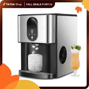 【Fall Deals For You】Antarctic Star Nugget Ice Maker, 26 lbs in 24Hrs, 9 Ice Cubes Ready in 6 Mins, Countertop Ice Maker with Soft Chewable Ice,Portable Ice Machine with Self-Cleaning, One -Click Button, for Home/Kitchen/Office/Dorm, Grey