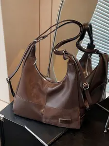 Fashionable retro texture underarm shoulder bag, casual soft leather, casual single shoulder diagonal cross bag, versatile and simple dual shoulder commuting bag, suitable for daily commuting and other scenarios, Classic Shoulder Bag, Crossbody Tote Bag