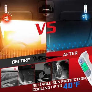 Titanium Silvery Foldable Sun Barrier - 2-Layer Windshield Protector with Heat Resistant Strips, Universal Fit for Cars (Portable Storage)
