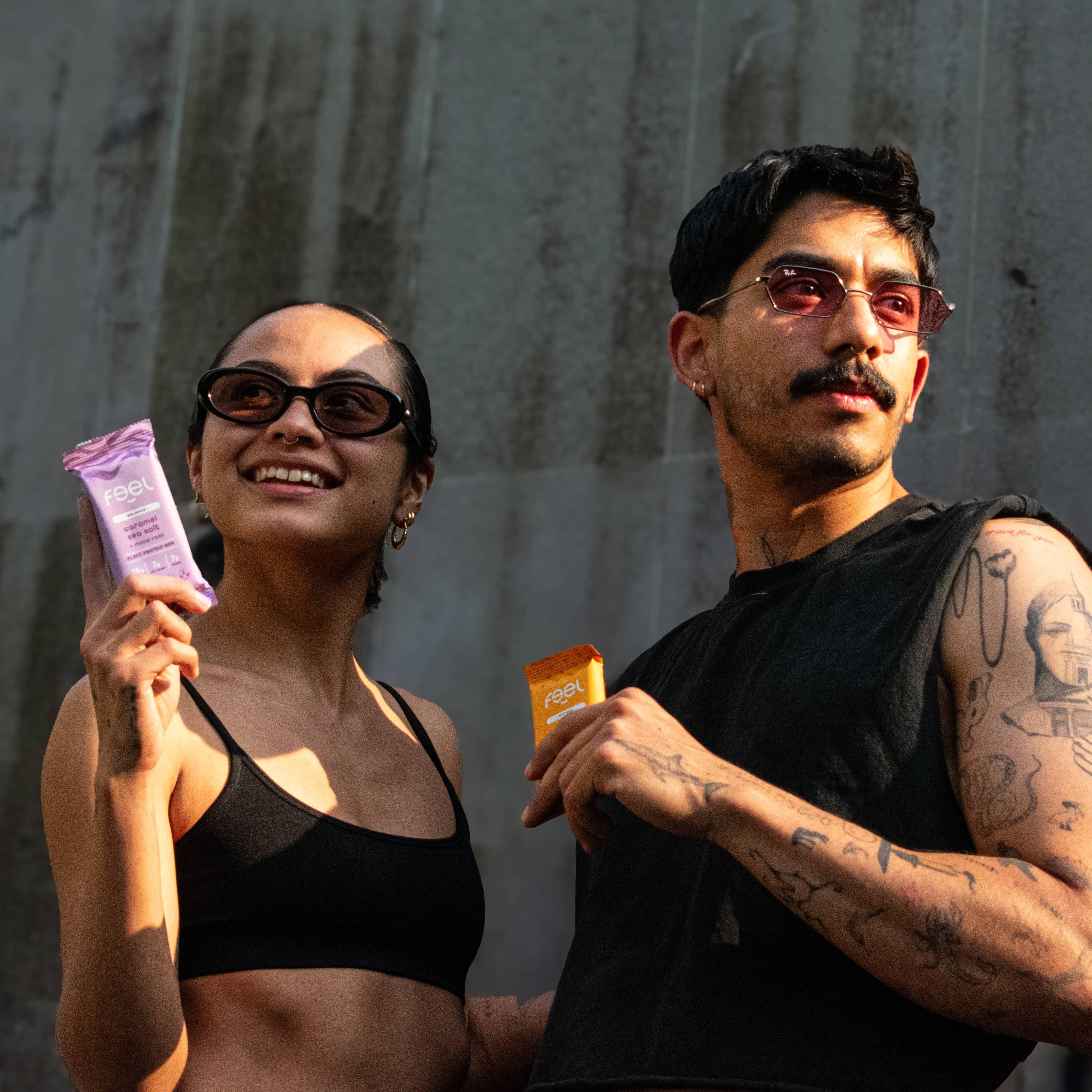 Feel Vegan Protein Bars | Caramel Sea Salt | Keto | Gluten Free | Organic | Maca | 15g Plant Protein | Low Carb | High Protein | Dairy Free | Low Sugar | Grain Free | Nut Free | Soy Free | Non GMO - (Caramel Sea Salt, 10 Pack)