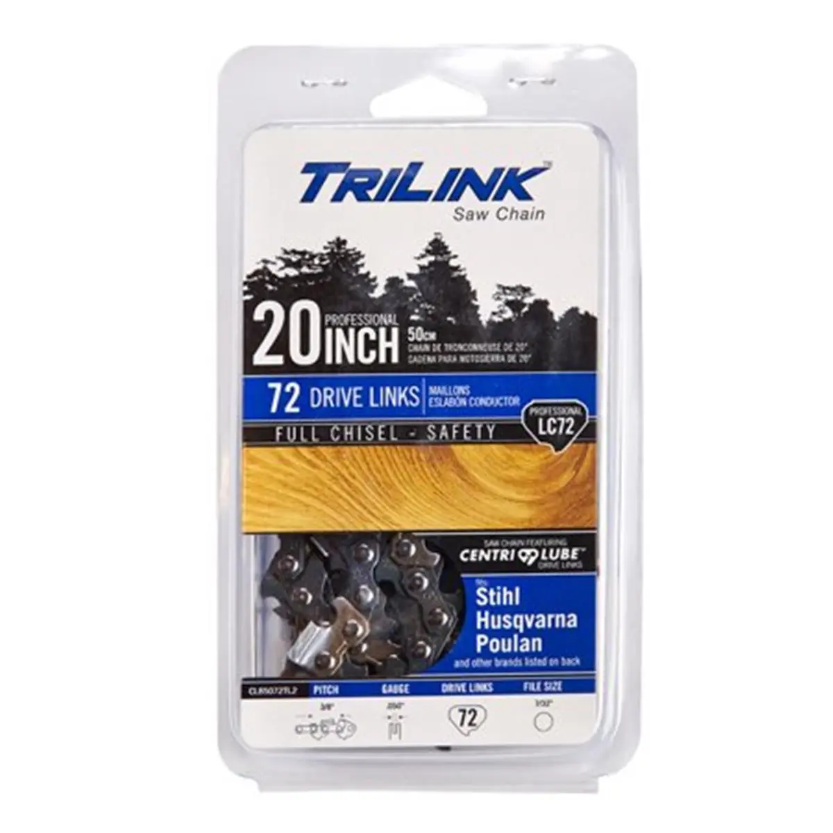 212 MAIN Trilink Semi Chisel Saw Chain - 0.050 in. Gauge, 72 Drive Links, High Speed Saw Accessories
