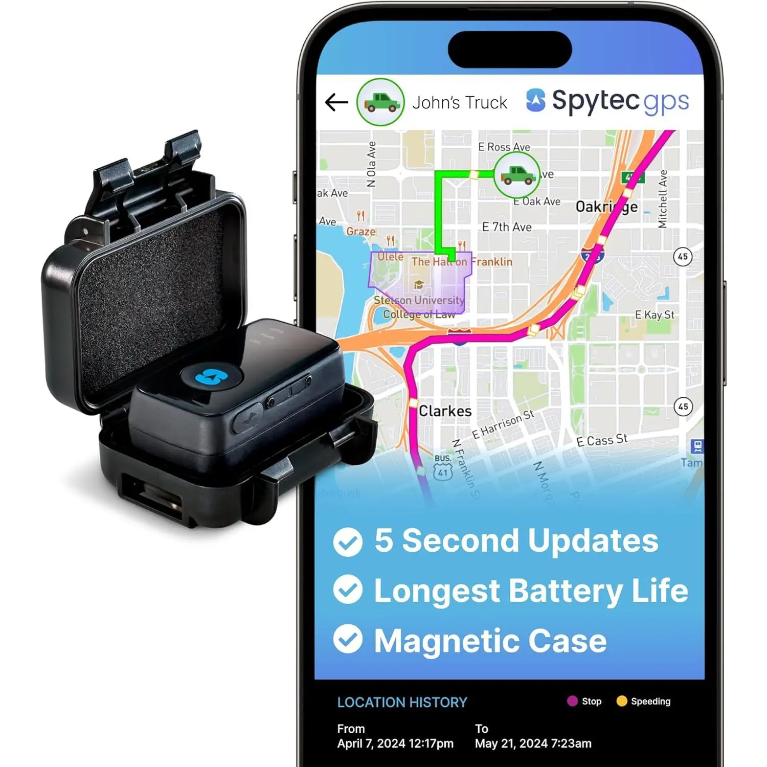 Spytec gps mini gps smart tracker for vehicles cars trucks loved ones gps tracker device for kids weatherproof magnetic case unlimited updates realtime gps tracking usa made tech
