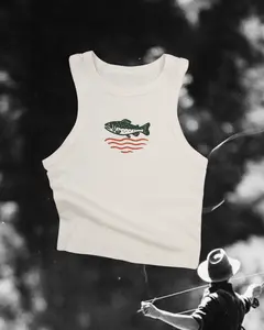 Vintage Y2K Wild Trout Cropped Tank Top, Gift Print Baby Tee Womenswear