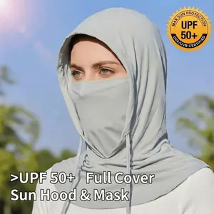 UPF 50+ Sun Protection Hood Face Mask Full Cover Neck Gaiter Cooling UV Block Headwear for Outdoor Activities