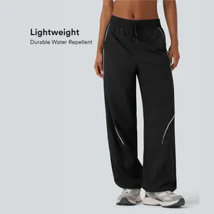 Halara Lightweight Durable Water Repellent Low Rise Drawstring Color Block Cinchable Hem Running Joggers with Pockets