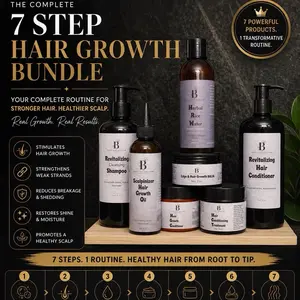 The Bijou 7-Step Crown Growth & Retention System, Hair Growth , Hydration Haircare Kit Herbal Oil