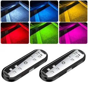 Warning LED lights, colorful door lights, high brightness lighting, touch lights, multi-color neon lights, 5V upgrade, 8-wick USB rechargeable, multiple lighting modes, suitable for car/door decoration