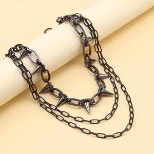 Rivet Layered Pants Chain for Women Men Punk Gothic Silver Spike Jean Belt Trousers Chains Harajuku Street Wallet Pocket Keychains Waist Pocket Cool Stylish Hip Hop Rock Biker Goth Body Accessories Gifts