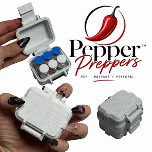 PepperPreppersTM 3ML - Color:White Marble - Pep Storage Case - 6-Vial Slot Organizer, Fits 6 3ml Bottles, Ideal for Fridge or Travel
