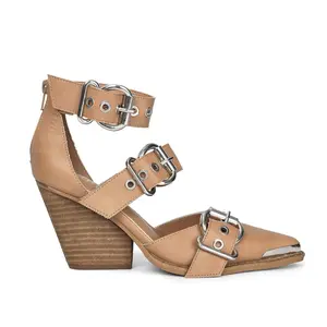 BONNIE Triple Buckle Block Heel Sandal