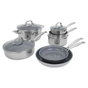 Henckels Clad H3 10-pc Stainless Steel Ceramic Nonstick Cookware Set Henckels Clad H3 10-pc Stainless Steel Ceramic Nonstick Cookware Set