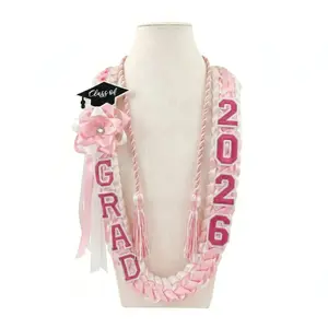 2026 Graduation Lei & Honor Cord Set, TikTok Viral Hawaiian Style Graduation Necklace, Handmade Ribbon Lei with Grad Charms for High School & College Senior Graduation Gifts summerwins