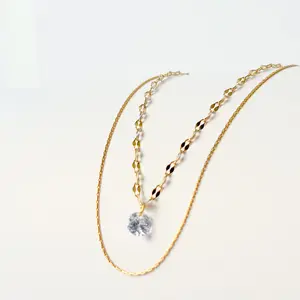 Golden Ladies 18k Gold Plated Zirconia Diamond Pendant Necklace