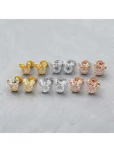 Fashion Mickey Earrings Cute Cartoon Inlaid Diamond Simple 925 Silver Earrings for Women Stud Earrings Jewelry