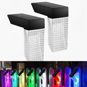 RGB Outdoor Solar Light, Fence Decoration Lamp, Waterproof Ground Solar Powered Lamp, Corner Decorative Lamp, Adjustable, 2 Pack
