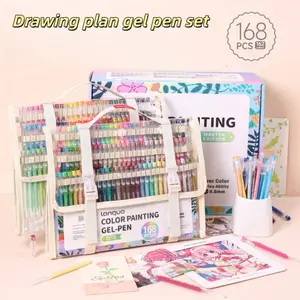 Languo 168-Piece Gel Pen Set, 162 Colors, 0.6mm Nib, Ideal for Notes, DIY, Layered Drawing, Anime Coloring, Perfect Gift for Students
