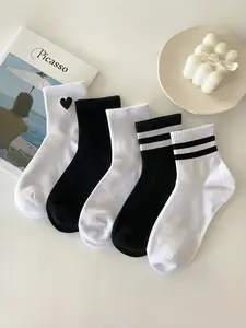 Women's & Mid-Calf Socks, Summer Thin Cotton Casual Daily Wear, Comfortable Breathable Soft Fabric Design, Soft Comfy Socks