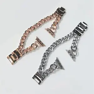 Dual-chain metallic Watch Band, Stainless Steel Replacement Watch Band, Stylish & Exquisitely Designed Watch Band for Women & Men, Metal Watch Strap