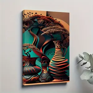 Wooden Framed Canvas Painting African Art Poster Abstract Wall Art for Home Decor High Quality Canvas Prints for Living Room Bedroom Kitchen Office Cafe Decor Perfect Gift Ready to Hang Ornaments Artistic Photo