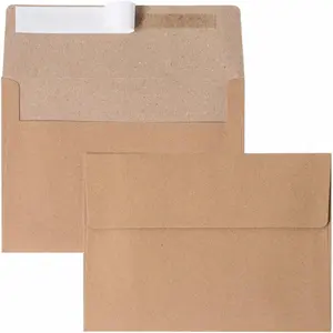 50 Pack  A4 Envelopes, Brown 4x6 Invitation Envelopes, Self Seal Envelopes Printable, for Weddings, Greeting Cards, Photos, Postcards, Mailing, Party