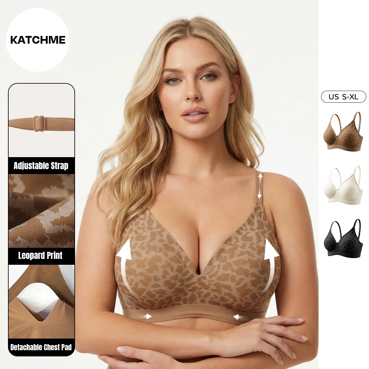 KatchMe Women Jelly Bras Wirefree Full Coverage No Underwire Everyday Bras Comfortable Wireless Padded Tshirt Bra