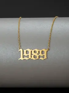 Unisex Street Style Birth Year Number Design Pendant Necklace, Summer 2024 Trendy Stainless Steel Charm Necklace, Charms Necklace, Fashionable Jewelry for Men & Women As Gift for Couples & Friends