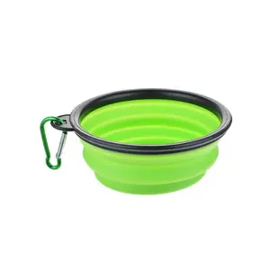 PetSafe Collapsible Silicone Pet Bowl - 1000ml, Green, Portable & Lightweight, Durable & Safe, Foldable Design with Hook for Easy Storage & Travel