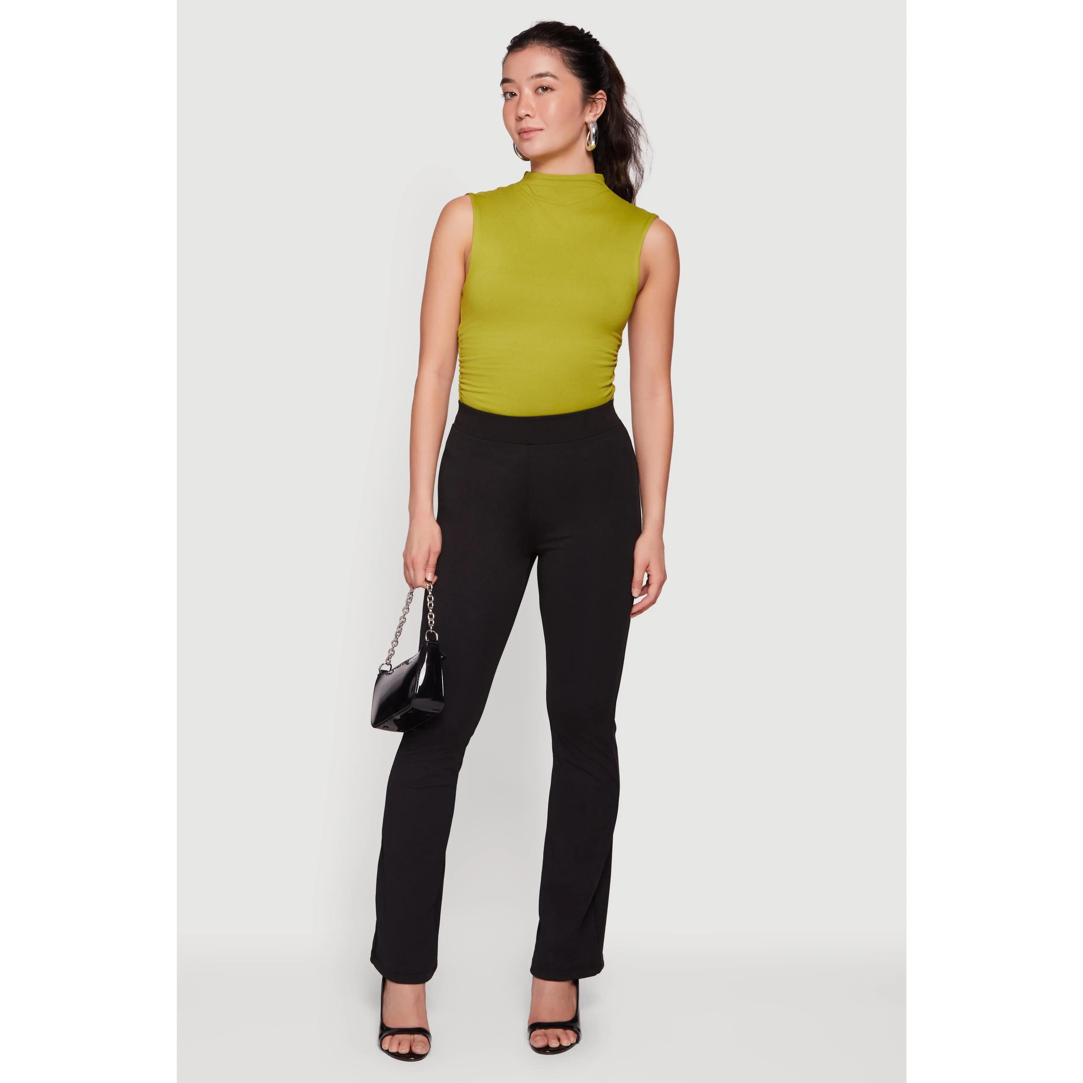 High Waisted Boot Cut Pull On Pants