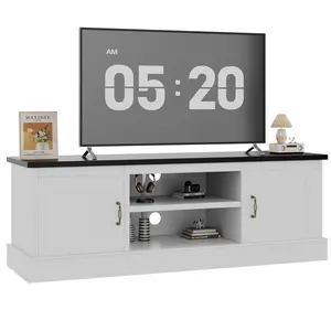 Modern TV Stand for TVs Up to 65'', Wooden Entertainment Center with Storage Cabinet, Modern Media TV Console Table for Living Room Bedroom