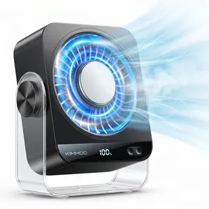 KIMMOO Desktop Cooling Fan, 199 Speed Turbo Airflow Fan with Digital Display, 270° Rotatable Quiet Rechargeable Small Table Fan for Bedroom Home Office