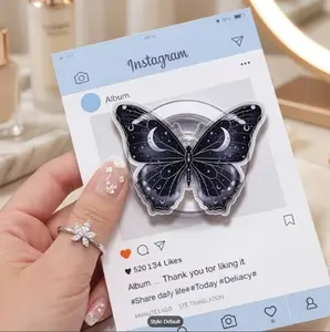 Mystical Butterfly Moon & Stars Magnetic Phone Grip Stand, Expandable Phone Holder for Smartphones and Magnetic Compatible Cases