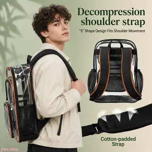 2026 New Large Transparent Heavy Duty PVC Backpack for School Work and Study with Reinforced Stitching Comfortable Shoulder Straps Multiple Compartments Lightweight Water Resistant Fashion Light Luxury US Design