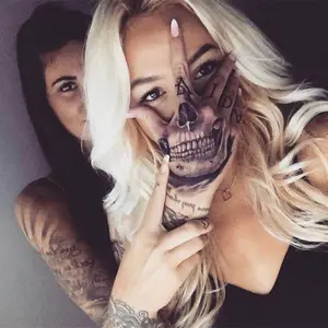 Hand Grimace Pattern Tattoo Sticker, 1 Sheet Waterproof Long Lasting Temporary Tattoo, Body Art Decoration for Women & Men, Halloween