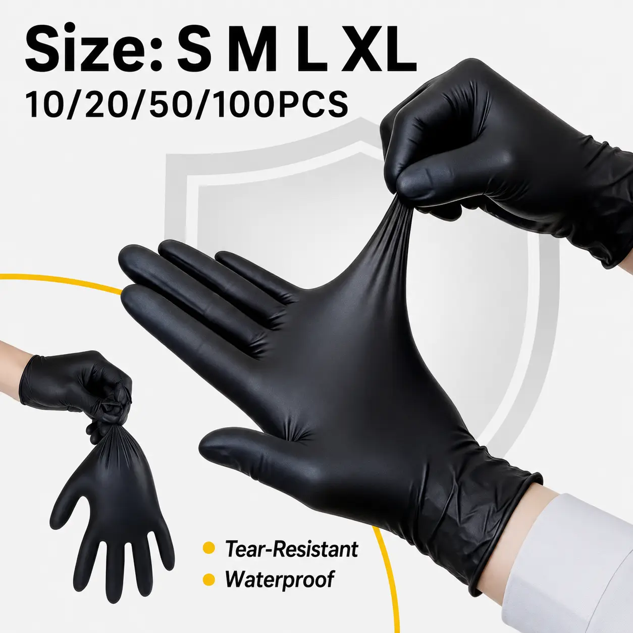 Disposable Nitrile Gloves Thickened Black Gloves With Flexible Snug Details Available In Multiple Sizes Multifunctional Gloves