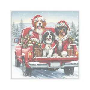Santa Pups Vintage Truck Sticker