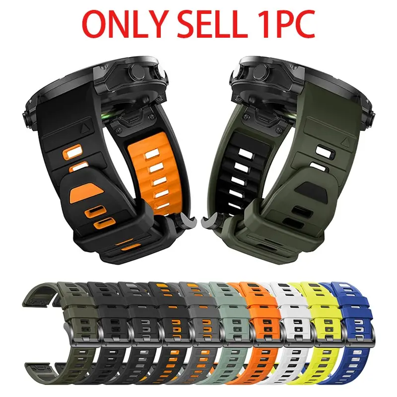 OFNRBRF 22/26mm Quick-Release Silicone Adjustable Watch Band Smartwatch Strap Wearable Accessory Compatible with Garmin Fenix 8 Amoled, Forerunner 965/955/945/935/970, Quatix 8 47mm Smartwatch Accessories