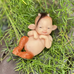 11 CM Handmade Painted Mini Palm Silicone Reborn Dolls Full Body Soft Solid Silicone Reborn Dolls for Boy&Girl's Gift