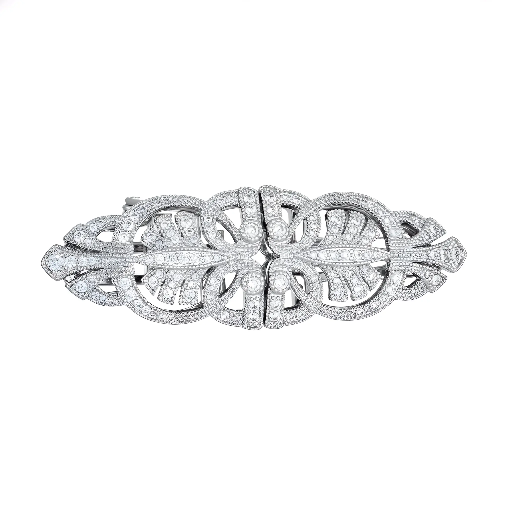 Art Deco Brooch with Pave CZ — Collar Pin, Lapel Brooch & Multi-Use Statement Clip for Women