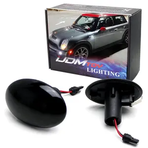 iJDMTOY Black Dark Lens Xenon White LED Fender Front Side Marker Blinker Lights For 2006-2014 MINI Cooper MKII (2nd Gen) R56 R57 R58 R59