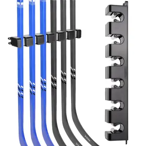 Hikeen Hockey Stick Wall Mount, Enhanced Stability Ice Hockey Stick Display Holder, Space-Saving Hockey Stick Organizer Holds up to 6 Sticks for Any Home Office Wall